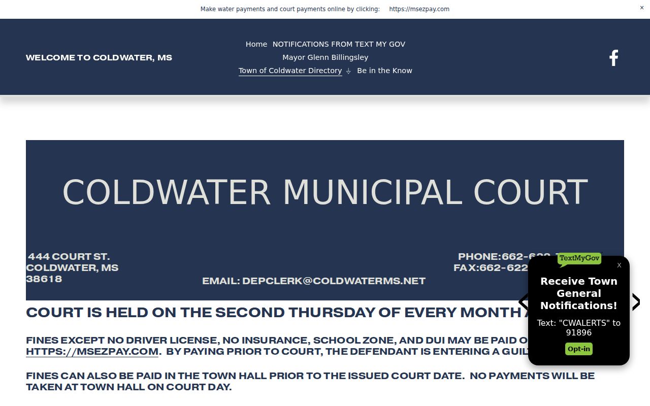 Coldwater Municipal Court hours and rules